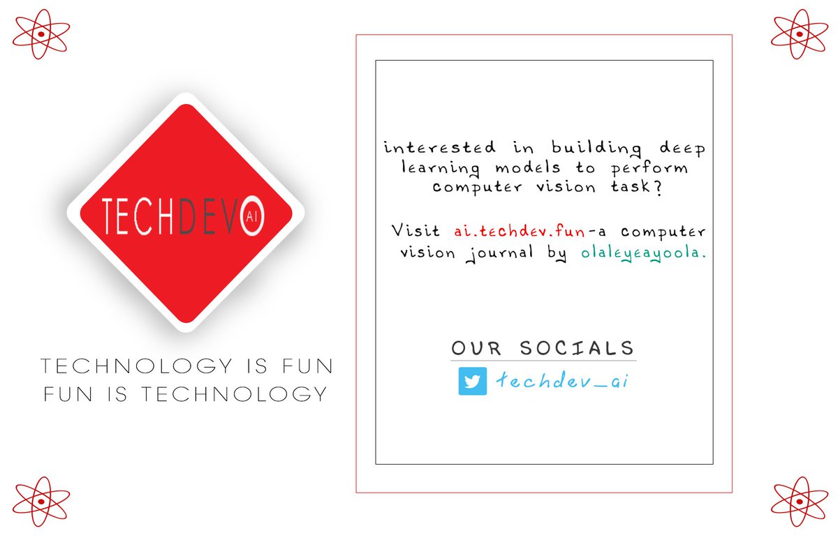 oflvmbe's tweet image. Interested in building deep learning models to perform computer vision task? Visit ai.techdev.fun - a computer vision journal by olaleyeayoola
Check them out @techdev_ai
My promo package is still on...check pinned tweet for offer.
Help retweet 🙏🏾❤