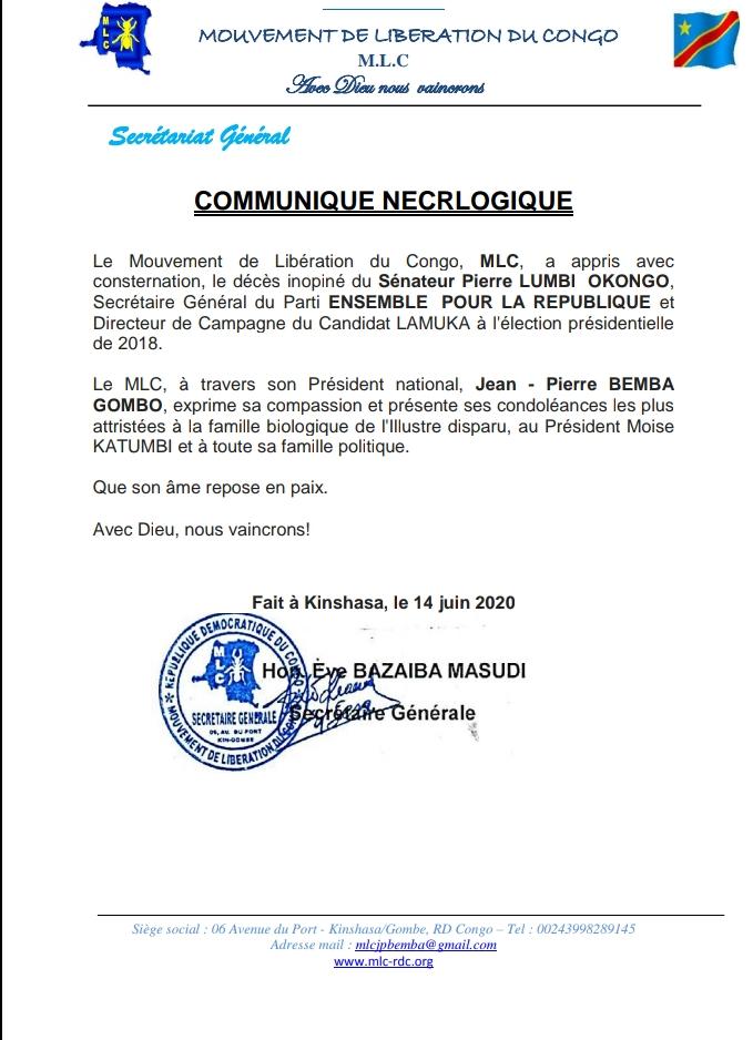 BembaDbp's tweet photo. #Nécro 
#SGMLC
Bon séjour au paradis, Sénateur @PierreLumbi, SG du Parti Ensemble pour le Changement et cadre au sein de la Coalition Lamuka. #AvecDieuNousVaincrons https://t.co/ZtqEDpOAUx