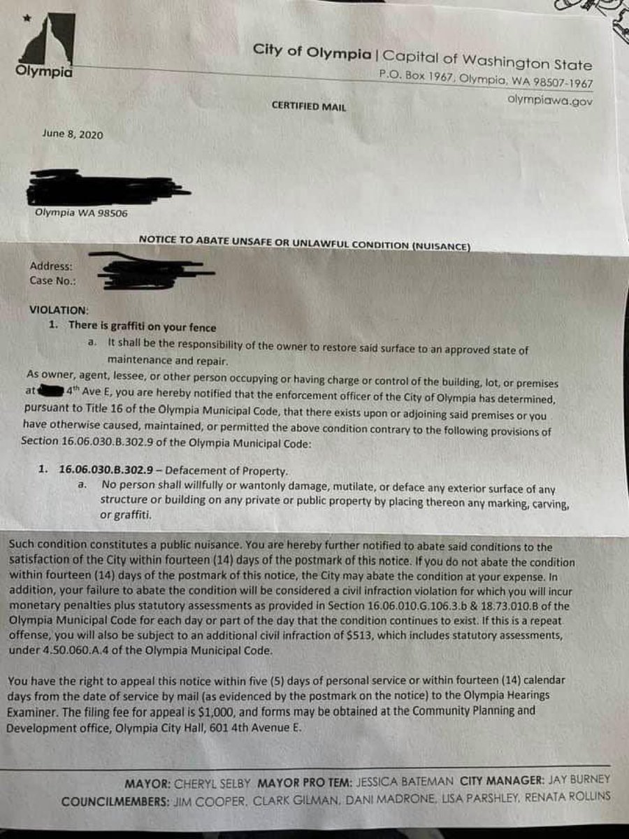 ThomLillyLayne's tweet photo. This is crazy.......Did you know, if Antifa tags your building in Olympia, YOU are responsible for restoring it to whatever state the city approves of?

Your governing officials do NOT represent or advocate for YOU.

#EyesWideOpen
#AntifaInsurrection https://t.co/LjJY7TIorg