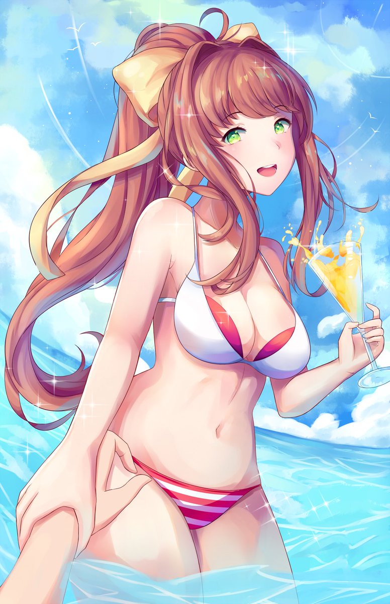 #DDLC. #cute. #ddlcart. #fanart. repeat3. #beach. 版 深 夜 の お 絵 描 き 60 分 1 本 ...