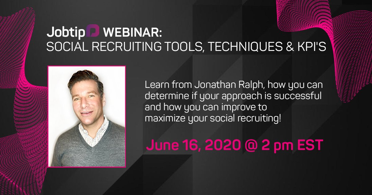 JobtipInc's tweet image. Join us on June 16 @ 2 pm EST and learn how to boost the performance of your job ads and branding on social media! 

- Save your spot and learn from Jobtip’s Managing Director Jonathan Ralph how to maximize your social recruiting!

🔗zoom.us/webinar/regist…

#socialrecruiting #hr