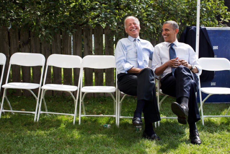 As #ObamaAppreciationDay draws to a close... let’s remember what trust, friendship, competence, and good humor looks like. I ❤️ both these guys. #Biden2020