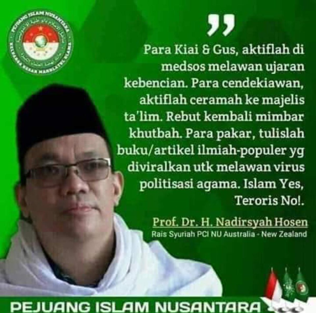 Mohon pr santri, ustaz/ah, gus/ning, kyai/nyai, ajeungan, tuan guru, keluarlah, jangan bersembunyi terus di balik nama2 &amp; foto profil di medsos yg tidak dikenal orang. Yuk, kasih pencerahan jemaah dumay. Byk orang tdk berilmu, tp mrk semangat menyebarkan kejahilan &amp; kebencian.🙏