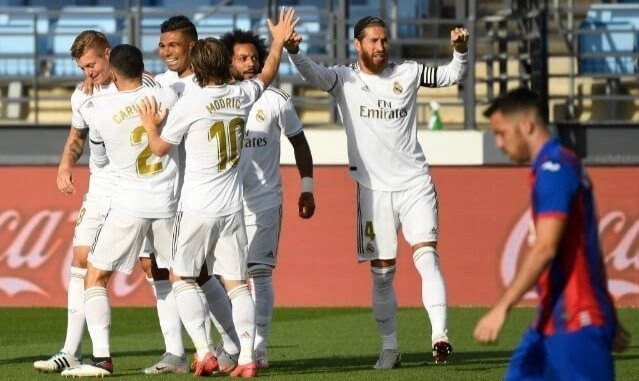 xtratimeindia's tweet photo. La Liga: @realmadriden registers convincing 3-1 win on return

Read: https://t.co/GMv796oO3W

#RealMadrid #LaLiga #Eiber https://t.co/SwruVSaDmX