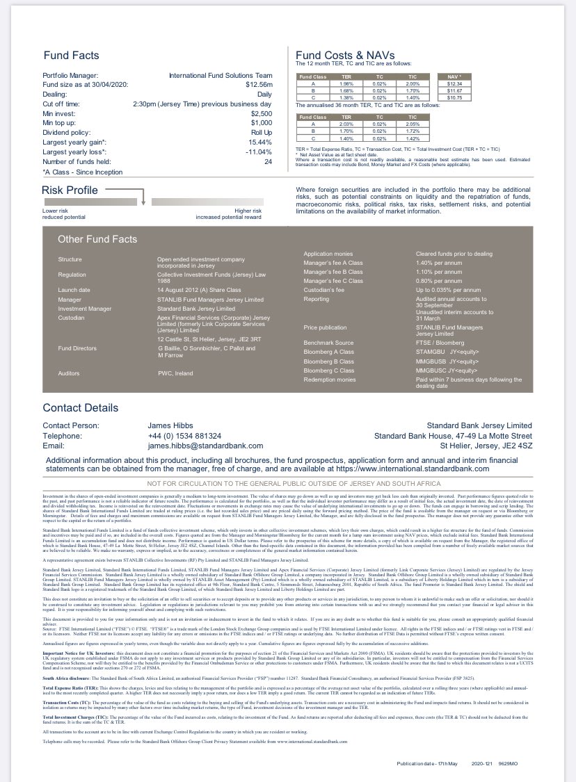 Good Morning- remember sometime 2 weeks ago we spoke about the importance of being given or gaining access to a fund fact sheet? Here is a great example of one from <a href="/StandardBankZA/">Standard Bank ZA</a> on one of their globally managed funds. 
A fund fact sheet is like a CV of a Fund✊🏾