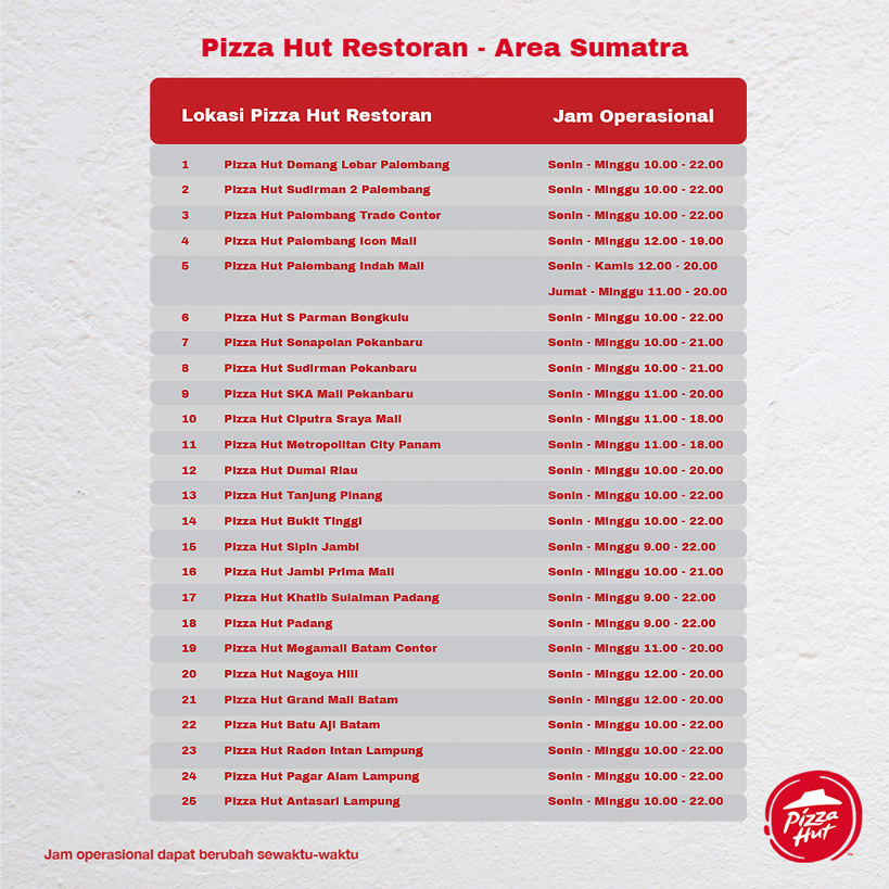 Restoran Pizza Hut on Twitter "Daftar PizzaHutRestoran yang sudah