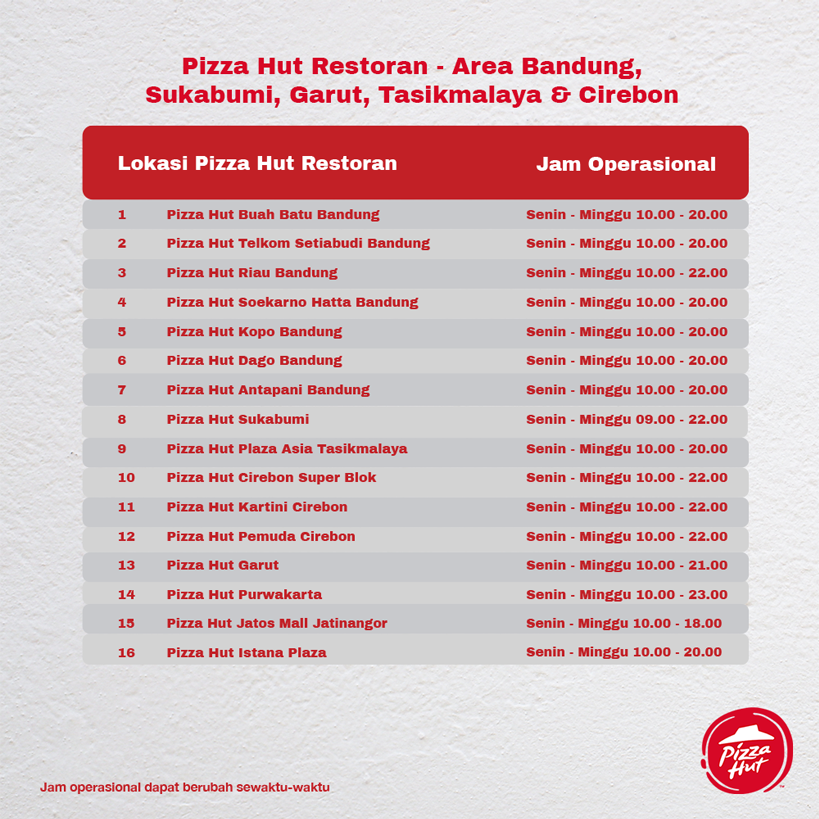 Restoran Pizza Hut on Twitter "Daftar PizzaHutRestoran yang sudah