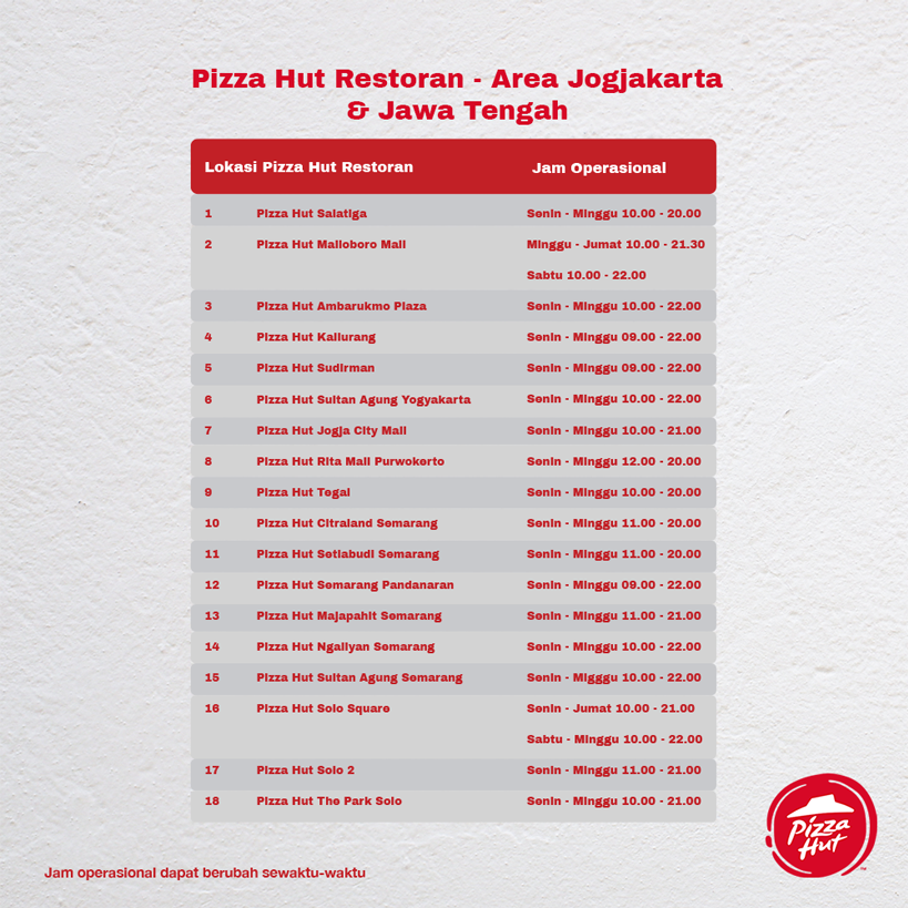Restoran Pizza Hut on Twitter "Daftar PizzaHutRestoran yang sudah