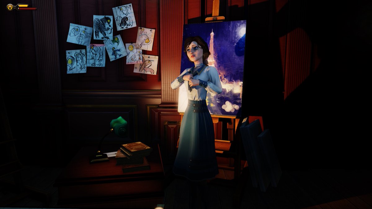 the proportions on elizabeth are just slightly more cartoony than on everyone else in the game. eyes a bit too big, limbs and waist a bit too slender. it's like someone parachuted a disney princess into the model set