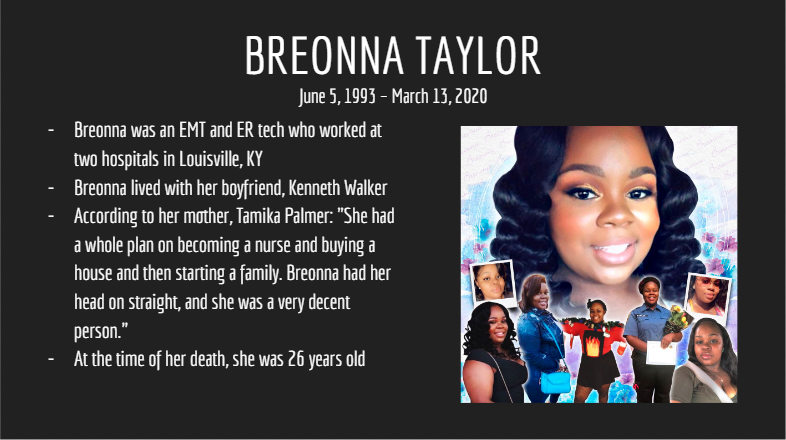 LauraMulch's tweet photo. I have not stopped thinking about #BreonnaTaylor.
She was 26.
I'm angry &amp; confused about why her murderers haven't been arrested, so I started doing research (inc. reading the Kentucky state constitution. woof) 
Let's get our facts straight &amp; refuse to forget her
#JusticeForBre https://t.co/VNrz95mIcx