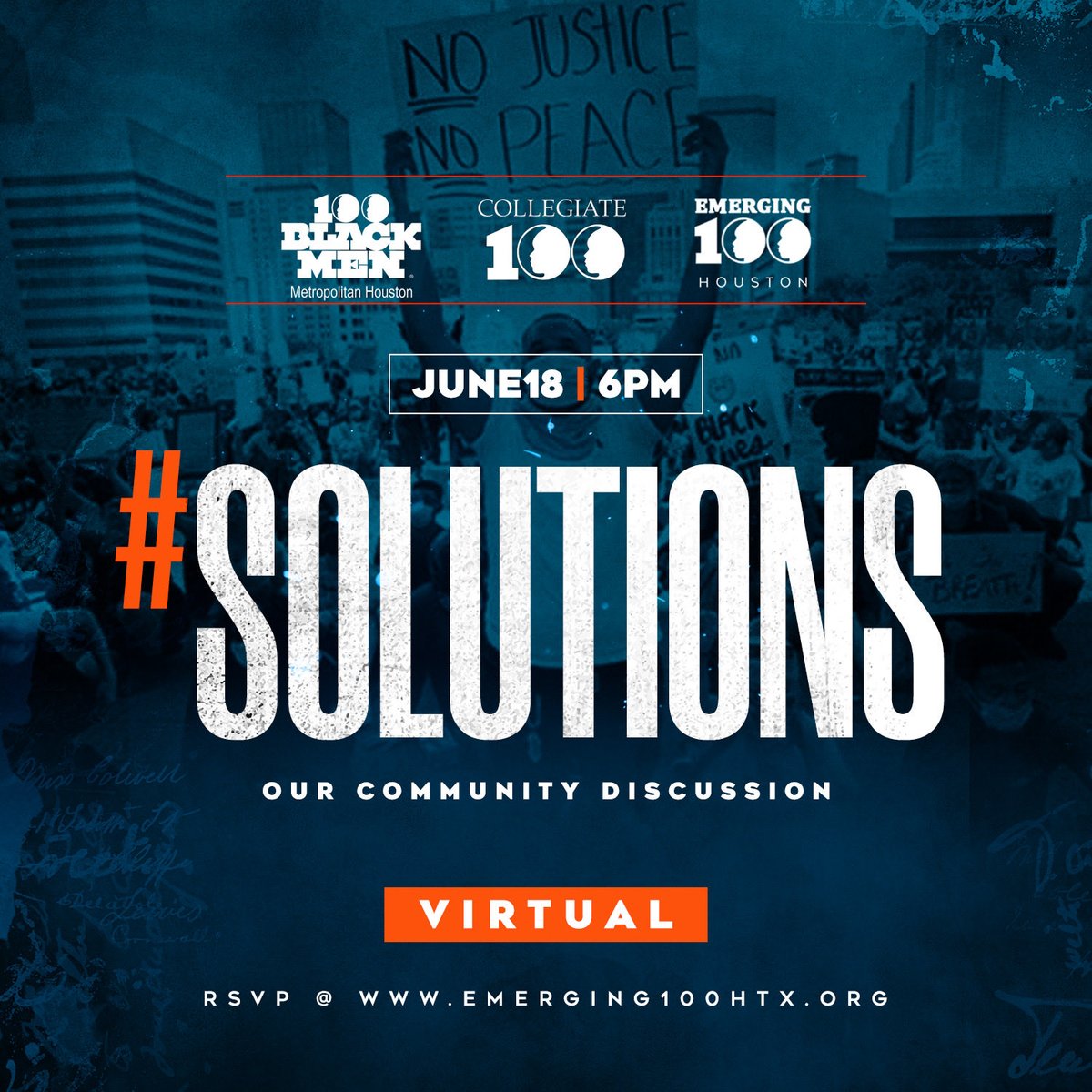UH_C100's tweet photo. •••ѕolυтιonѕ: oυr coммυnιnтy dιѕcυѕѕιon•••⁣
⁣
Join us for a panel discussion where YOU, the community, can ask questions and develop solutions on the current dilemmas of policing the black  community • voting • protesting. ⁣
#collegiate100⁣ #emerging100 #100blackmen https://t.co/jMpyX3Mau5
