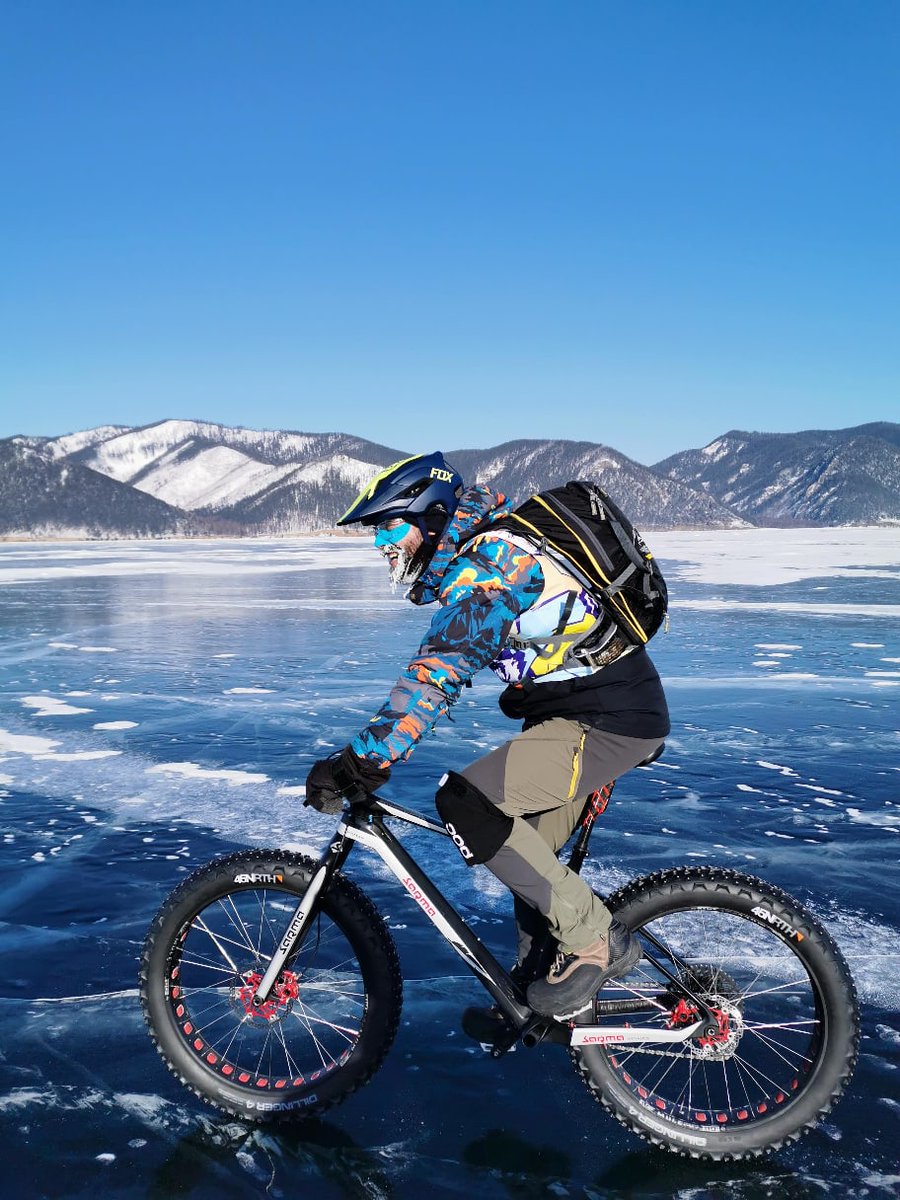 sarmabikes's tweet photo. Unique photo: Sarma rides inside Sarma. Here the Sarma wind blows across Baikal. It is in honor of this place that bicycles are named. For this photo we thank "Mitya Mitya".

#sarmabikes #baikal #travel #sarma #fatbike #ice https://t.co/BIAtVvreWQ