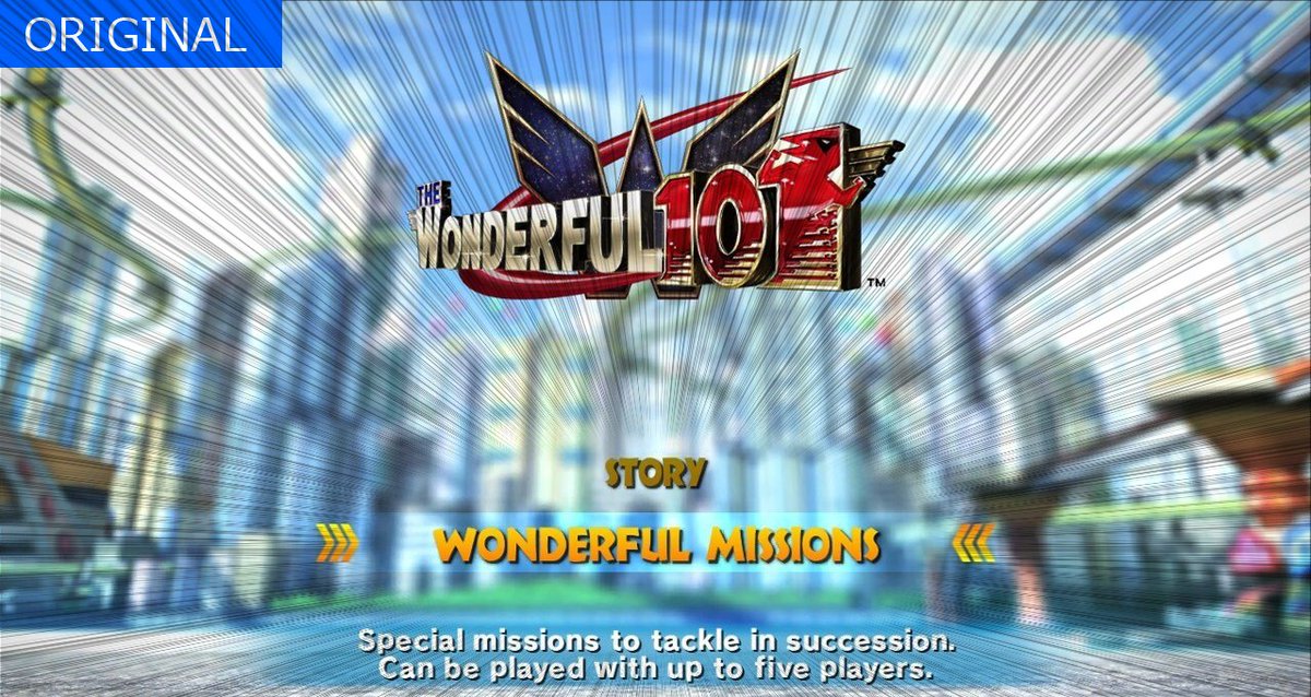 Takanori Special  #TW101R Report No. 2About the "Wonderful Missions" name change:It was pretty hard to understand what this mode was about from its old name, so we changed it to "Multiplayer Missions.""Back then, I wanted to name everything 'Wonderful'."—Hideki Kamiya