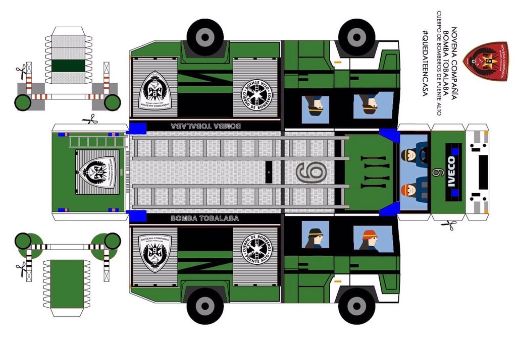 BombaTobalaba's tweet image. La 9na Compañia “Bomba Tobalaba” en su afán de apoyar a nuestros pequeños, y para aliviar sus cuarentenas, les queremos regalar nuestro carro bomba, puedes imprimir (Carta o oficio) podrán armar con la ayuda de sus papas.

Quédate en casa, si tú te cuidas, nos cuidamos todos!!!!