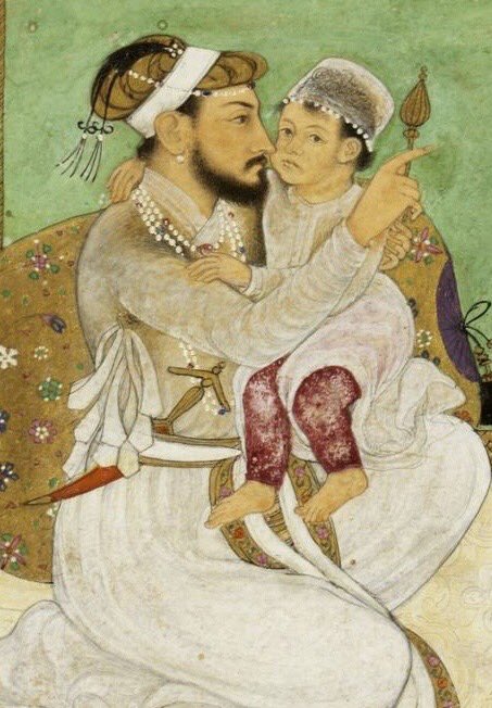 #WorldElderAbuseAwarenessDay 
Did #Mughal ruler #Aurengzeb abuse father #ShahJahan by arresting & confining him at #Agra Fort from where he could view #TajMahal, pinning for his love #MumtazMahal?
1620 detail from @V_and_A 'Child Aurengzeb & SJ' 
@DalrympleWill @iamrana @mukhoty