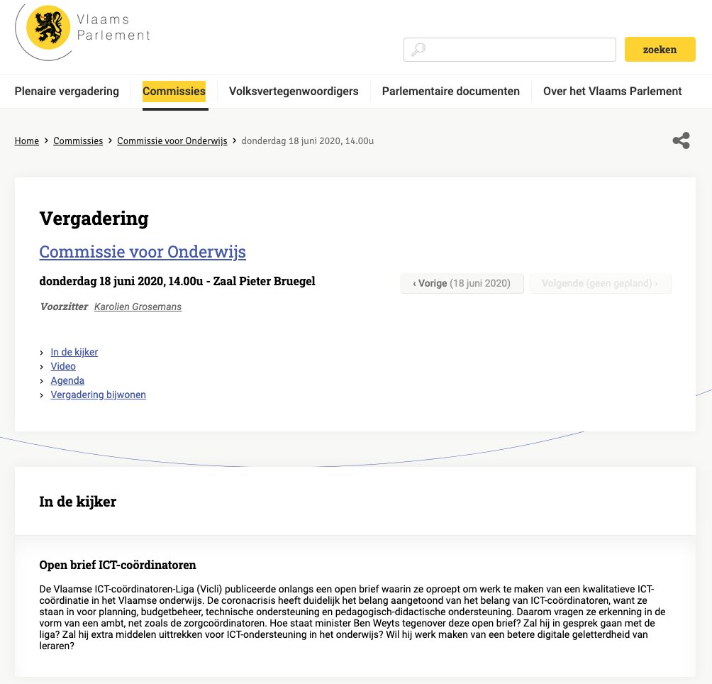 'In de kijker' - 18/06, 14u: Commissie voor Onderwijs

Open brief ICT-coördinatoren

De Vlaamse ICT-coördinatoren-Liga (Vicli) publiceerde onlangs een open brief waarin ze oproept om werk te maken van een kwalitatieve ICT-coördinatie in het Vlaamse onderwijs.