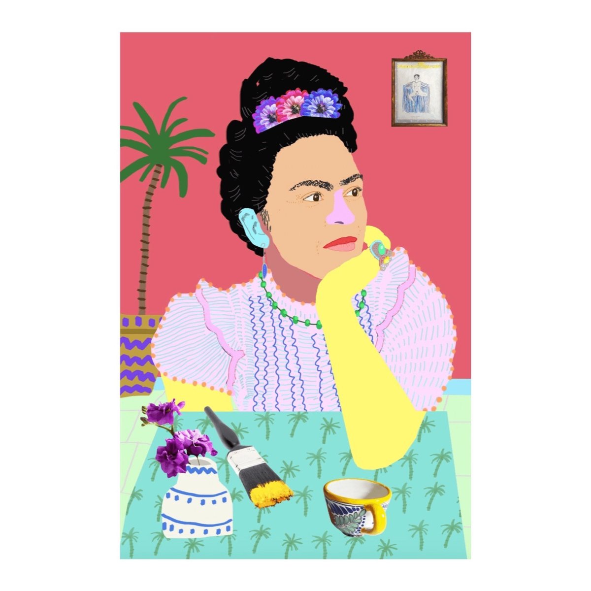 'Frida Thinking' is the illustration of Jamieson's personal thoughts about this popular icon and her culture. 

On our website you can find several of his works. Which one is your favorite? ✨

📷 'Frida Thinking' by #DanJamieson