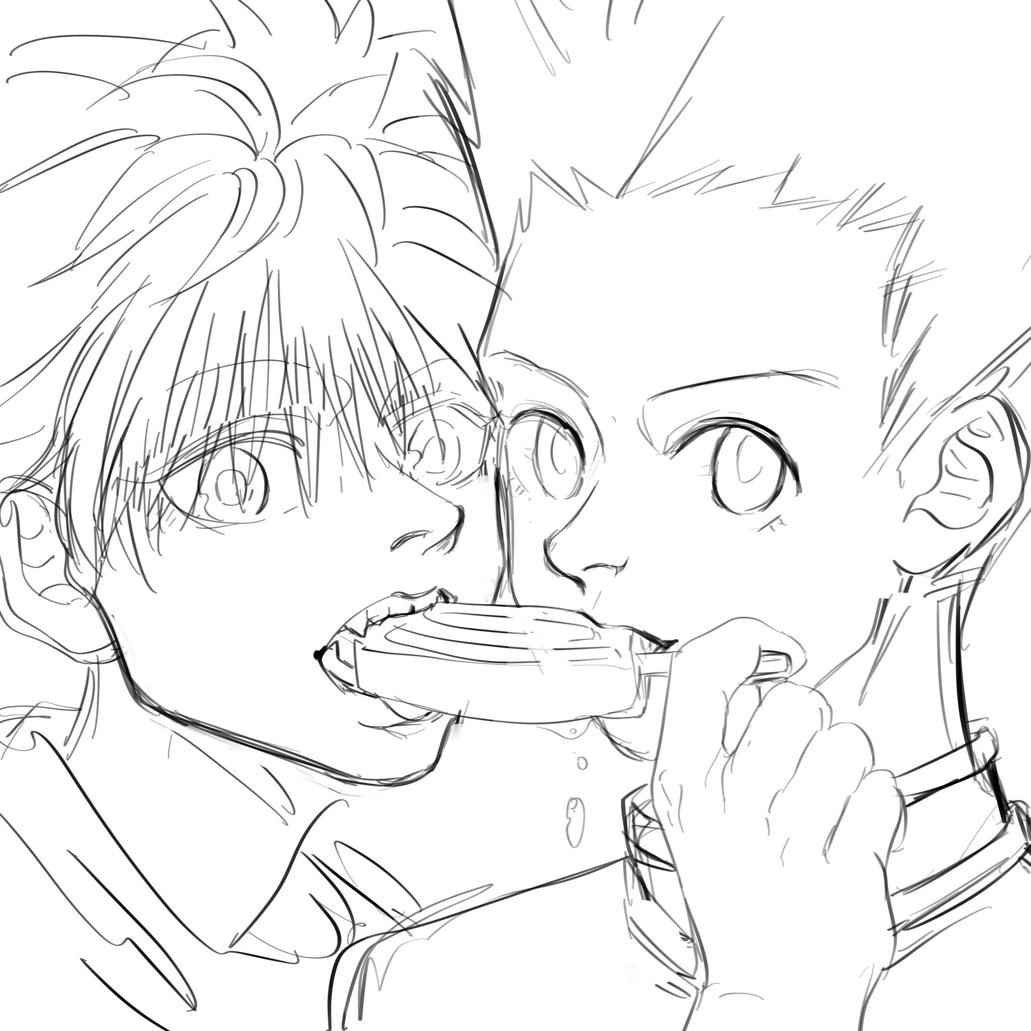 “#HxH #killugon #LEORIO #kurapika 我和亲友一起画滴” .