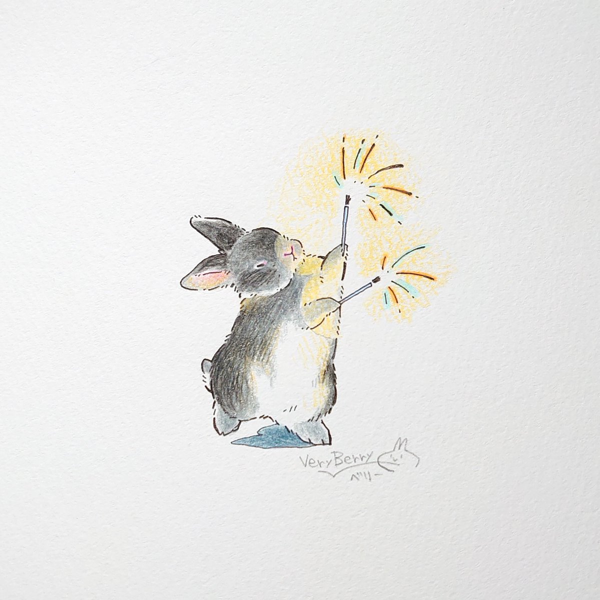 no humans animal focus fireworks traditional media white background pokemon (creature) rabbit  illustration images