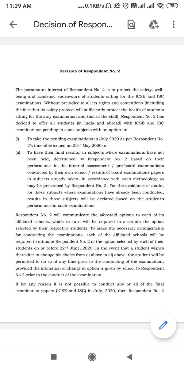 The ICSE Board has placed this proposal before the Division Bench headed by The Cheif Justice and Justice Shri SS Shinde, Hon'ble Bombay High court. Court has directed to circulate this to all schools and through them to parents. Next hearing is on Wednesday 10.45 am