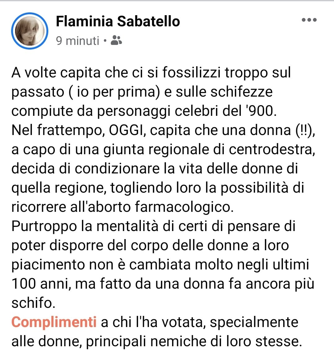 Flaminia Sabatello Fr Complimenti Alle Donne Che Hanno Votato La Tesei In Umbria Fate Orrore