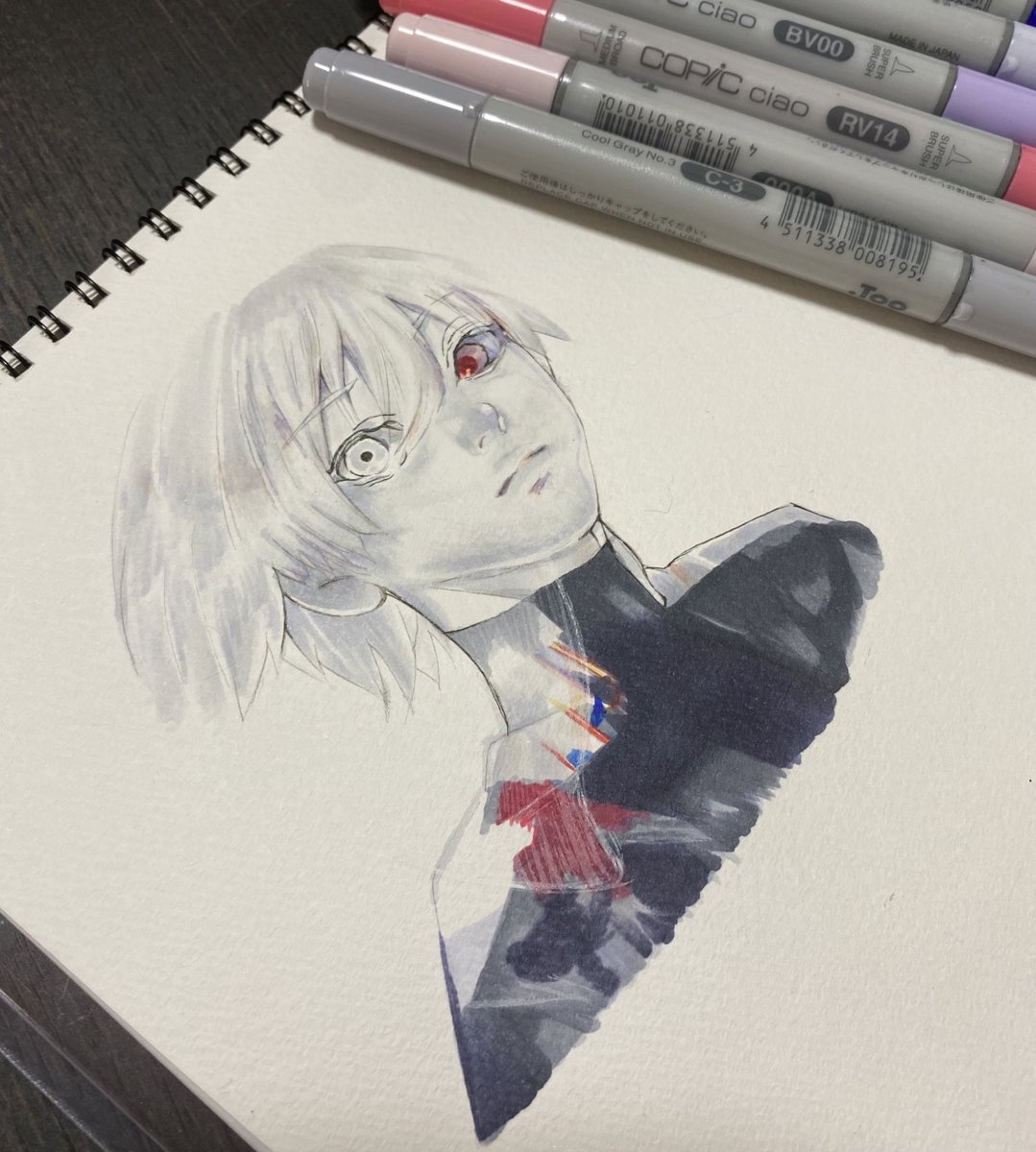 東京喰種 好きなのに難しくて逃げていたので ちゃんと描いたの初めて 東京喰種の金木くん もふもふ ﻌ のイラスト