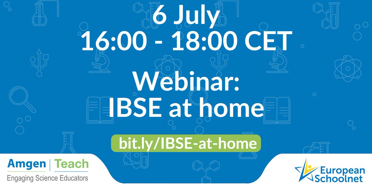 Are you a science teacher interested in Inquiry Based Learning? Meet researchers, school representatives and industry representatives during this unique Amgen Teach webinar!
Join us online on 6 July at 16:00 CET bit.ly/IBSE-at-home <a href="/eu_schoolnet/">European Schoolnet</a> <a href="/scientix_eu/">Scientix</a>