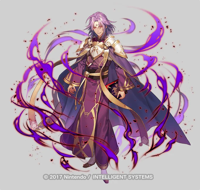 アプリで過去ツイ見てたらうっかり消してしまった…。
ので【ファイアーエムブレムヒーローズ】「蘇りし魔王リオン」再掲です。
背景灰色バージョンもいただいてたんだよ～ 