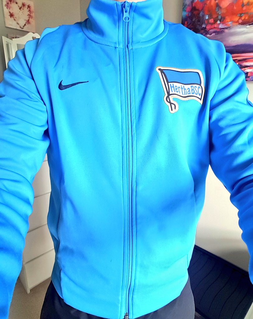 Day 79:Again, severely struggling with actual football shirts so today's effort is this Hertha BSC tracksuit jacket, purchased from the Olympiastadion club shop just before an enthralling 0-0 draw with Hannover 96 last season.  @homeshirts1  @TheKitmanUK  @ShirtsIsolation