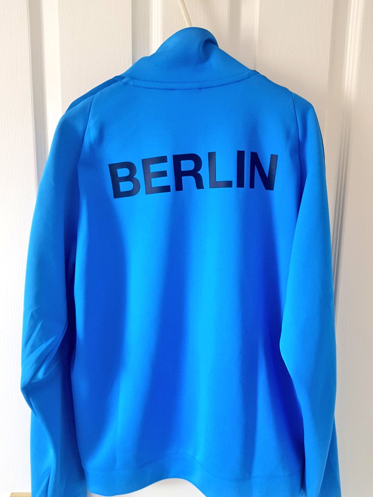 Day 79:Again, severely struggling with actual football shirts so today's effort is this Hertha BSC tracksuit jacket, purchased from the Olympiastadion club shop just before an enthralling 0-0 draw with Hannover 96 last season.  @homeshirts1  @TheKitmanUK  @ShirtsIsolation