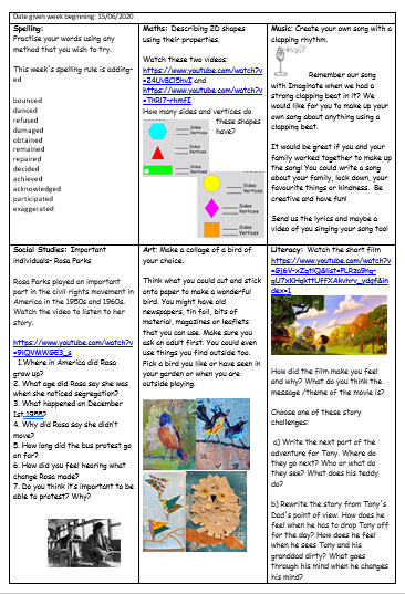 MissDunningP6's tweet photo. Good morning P6a. 😀 Here is our new learning grid for the week. Remember each task will be an activity on Seesaw.

Weblinks:
https://t.co/ZArtPFM3to
https://t.co/mBWlUUynKJ https://t.co/ru8fpBNPdx
https://t.co/dzvVOHxhsH https://t.co/WblLKj8Sq3