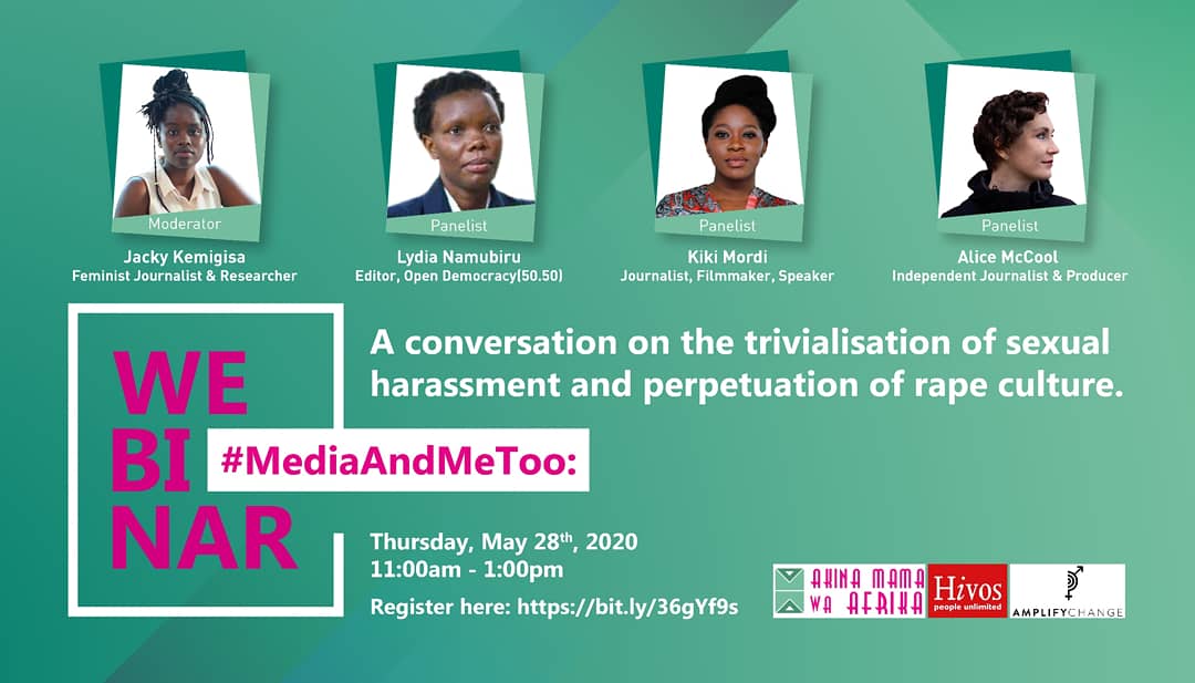 amwaafrika's tweet photo. For those who missed the opportunity to take part in our lively discussion on #MediaandMeToo, the zoom recording is now available on our Youtube channel.
Watch here:
https://t.co/Tv8StmA4Fc
#WomenatWorkCampaign https://t.co/bjtBz40I3k