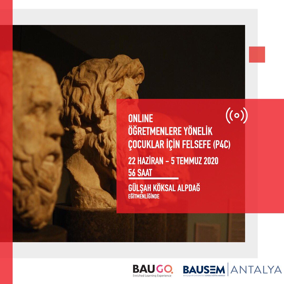 “Öğretmenlere Yönelik Çocuklar İçin Felsefe” eğitiminde son kontenjanları kaçırmayın! Kayıt için 👉🏻 bausem.bau.edu.tr/sinif/ogretmen… #onlineeğitim #bausem #p4c