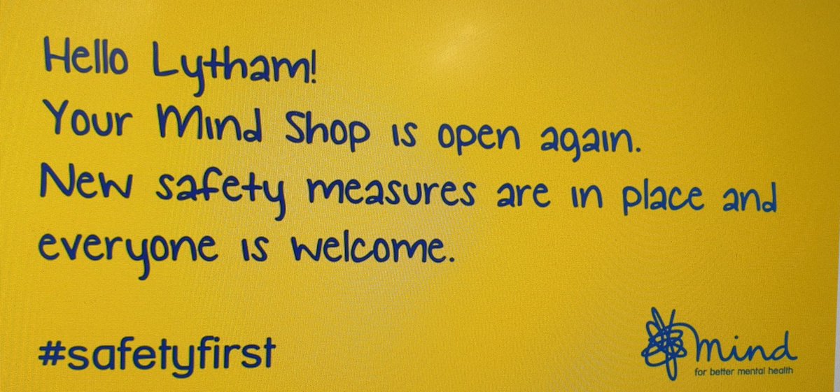 LythamShop's tweet image. Delighted to be opening our doors again in this 1st phase of Mind Retail's re-opening plan. Safety is our number one priority. Come down and see us, everyone is welcome... #MyMindShop #shop #volunteer #donate