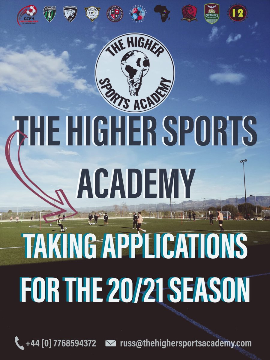 Email info@thehighersportsacademy.com for more details 

<a href="/twelve_yards/">Twelve Yards</a> <a href="/FusedSport/">Fused Sport</a> <a href="/springsoca_qns/">Springsoca United</a> @Mohammed_LSA <a href="/ZockLtd/">ZOCK</a> @SPFprofootball @CranesCity <a href="/BeaumontU15/">Beaumont Park FC U15s</a> <a href="/adansiunitedfc/">ADANSI UNITED FC</a> <a href="/ffcglobal/">Footballers Global</a> <a href="/K3_Coaching/">K3 Coaching</a> 

#football #footballfamily
