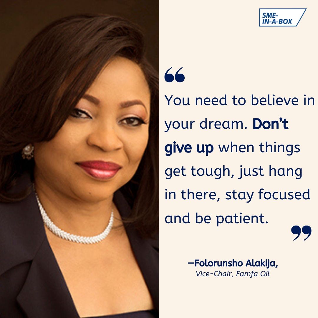 SMEINABOX's tweet photo. You need to believe in your dream. Don’t give up when things get tough, just hang in there, stay focused and be patient.
#MondayMotivation #SMEQuotes #FolorunshoAlakija https://t.co/PhsCci6GCA
