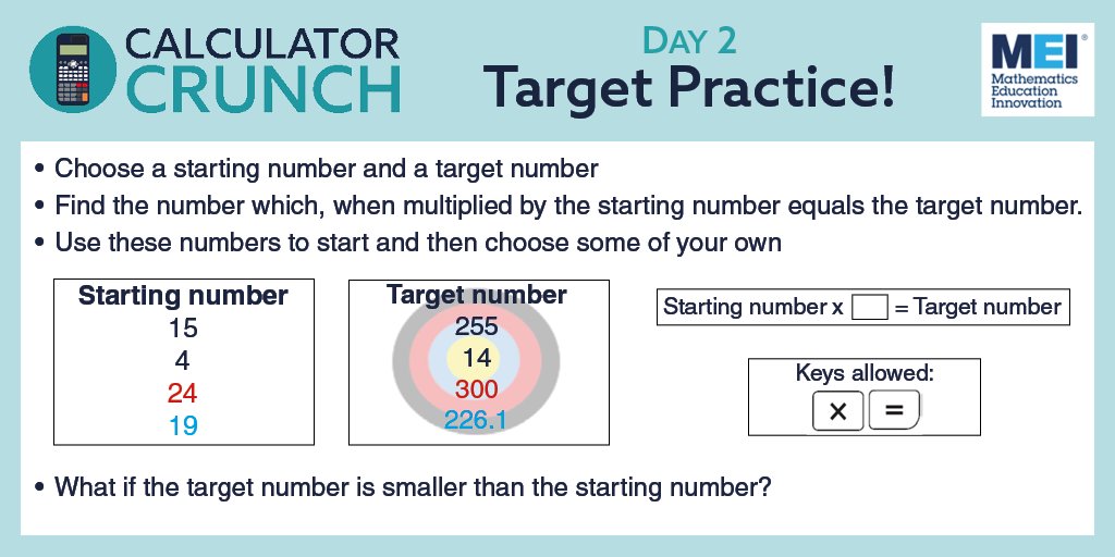 Day 2 of #CalculatorCrunch!

It's time for some target practice, can you reach your target number?