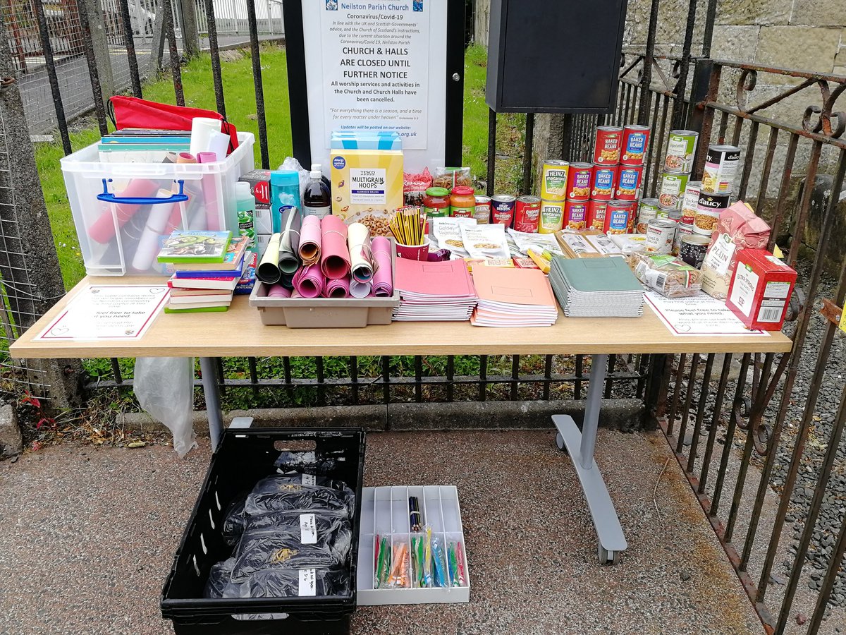 neilston_madras's tweet photo. Good Morning. 

The Community Table is back outside the school. We have added jotters and pencils to the table so please come and take what you need.

You will find school jumpers under the table so please come and get a new jumper for next year! https://t.co/I368Yk9iCP