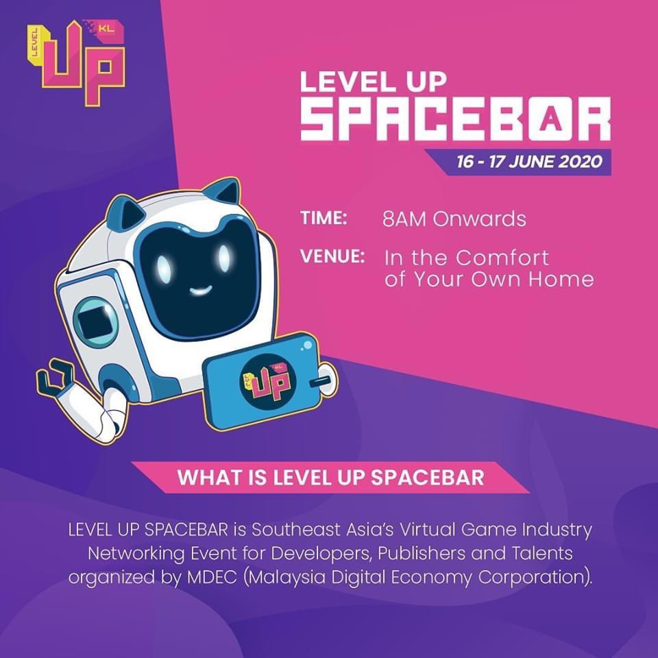 levelupkl_my's tweet photo. On b16 &amp; 17 June 2020, join LEVEL UP SPACEBAR’s online webinar at the comfort of your home and get to know more about gaming life (and industry in general) after Covid-19 digitally and virtually. #LEVELUPKL #LEVELUPMY #LEVELUPSPACEBAR #letsbuildtogether #gamedev #registernow https://t.co/ZzYyWgPojR