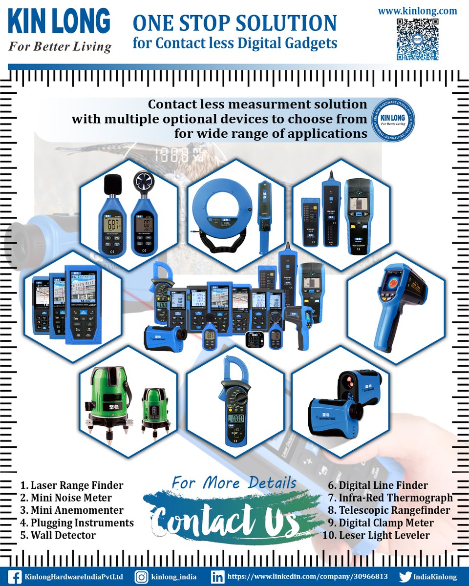 IndiaKinlong's tweet photo. Contactless digital measuring devices are need of new normal.

For Product Details - Scan QR Code at top.
Contact us - 
📩 - inhr@kinlong.com
📞 - +91-9108990181

#kinlongindia #kinlong #digitaldevice #laserrangefinder #thermograph #telescopicrangefinder https://t.co/msACYbjFI5