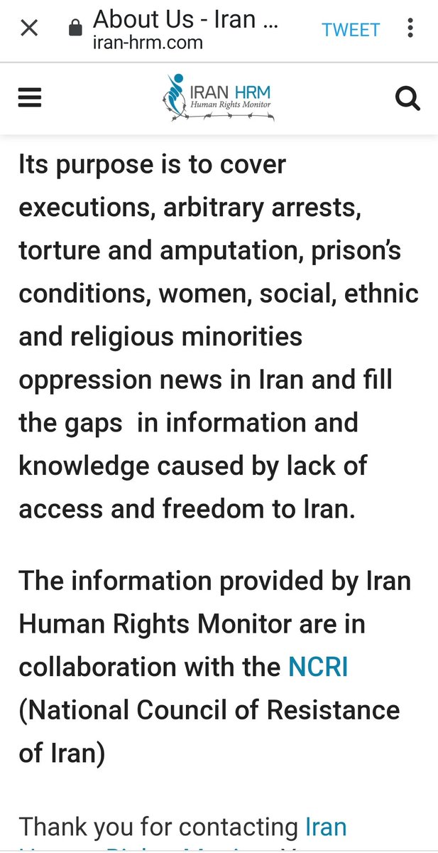 TaheriSpammers's tweet photo. 15 June #Taheri_Movement  once more posts a link by Iran Human Rights Monitor, a website afflicted with NCRI MEK. 
انتشار لینک #حقوق_بشر دیگری از وبسایت سازمان مجاهدین توسط در ظاهر طرفدار 
#محمدعلی_طاهری.

#mataheri https://t.co/3xdUet9XNo