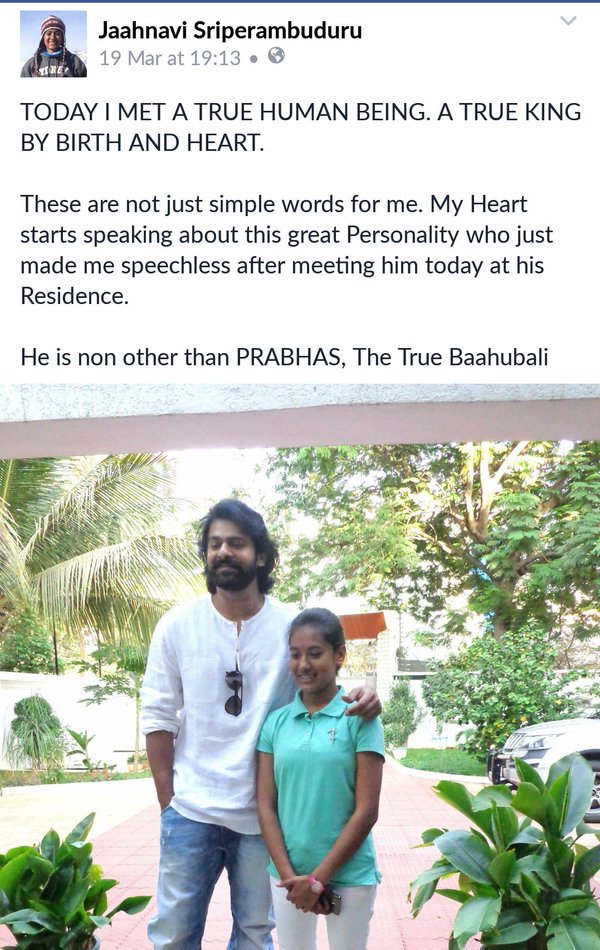 16. Jaahnavi Sriperambuduru about  #Prabhas.