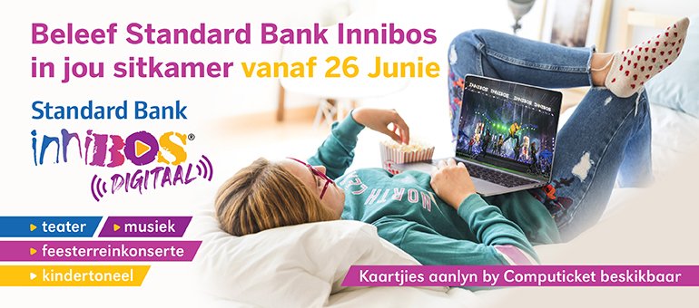 Innibos Laeveld Nasionale Kunstefees kom na jóú toe. Jy kan hulle aanbiedinge vanaf 26 Junie alles by jou huis stroom. Kry jou program en kaartjie by innibos.co.za en al die inligting hier 👉 bit.ly/innibosDigitaal