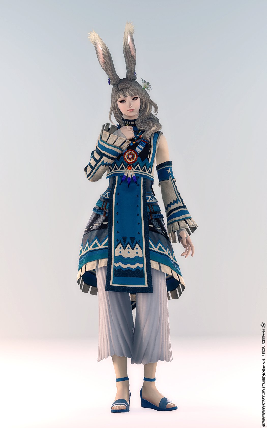 Usamaru 一昨日のニューワールドジャケットのミラプリですが 脚装備の取得難易度が高いとのお声を頂いたのでノーマルエデンの装備で染色を変えてみました 胴 ピーコックブルー 手 スノウホワイト 脚装備 エデンゲート ヒーラー