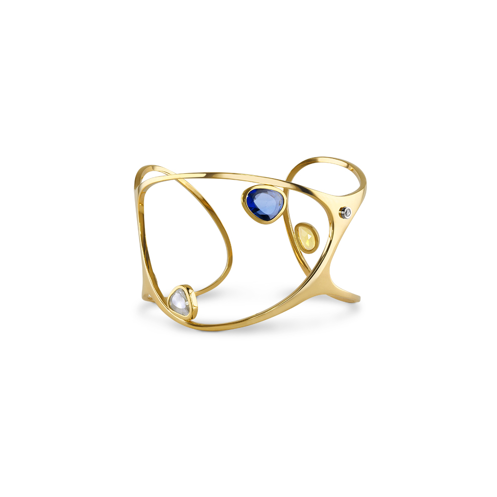 komatovicdesign's tweet photo. Gold bracelet Sarah with sapphires and diamond from collection Liberty inspired by Art Noveau and its muse Sarah Bernhardt. 
#artdeco #praha #prague #czech #jewelrydesigner #czechdesign https://t.co/HdkydZp0wR