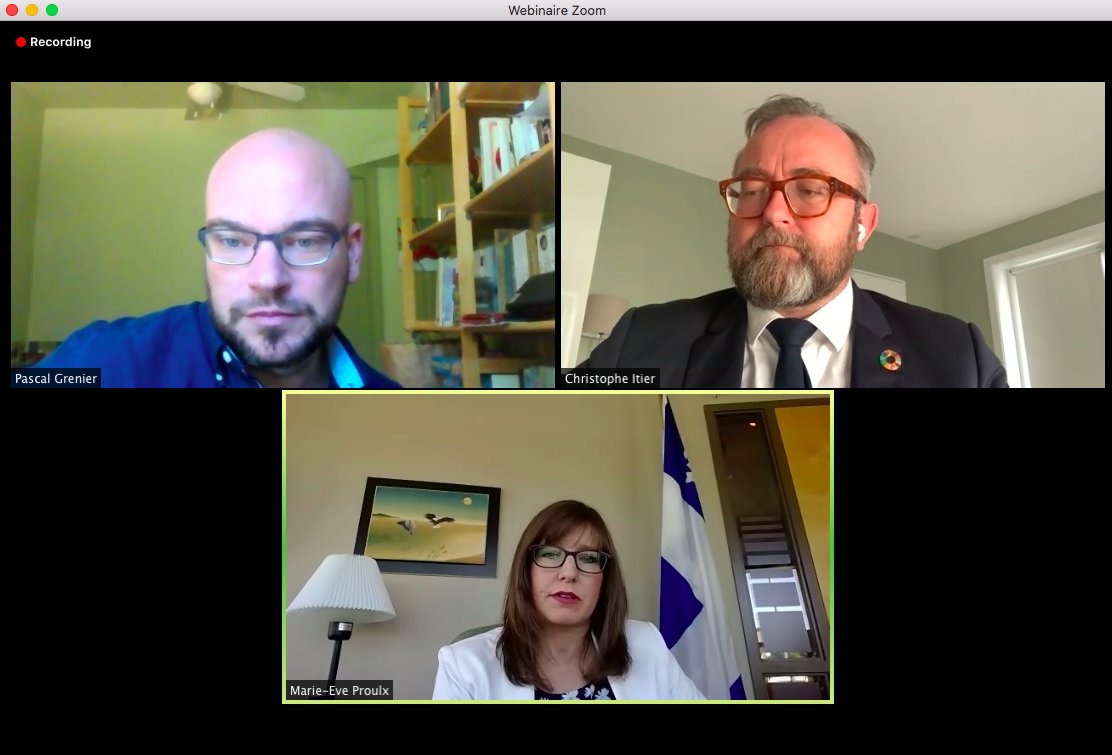 Hélène Brown (@brownhelene) on Twitter photo Merci à L'@esplanadeMTL et à Pascal Grenier pour cette conversation virtuelle France-Québec avec la ministre
<a href="/MarieEveProulx_/">Marie-Eve Proulx</a> et <a href="/ItierCh/">Christophe Itier</a> , haut-commissaire français. Les entreprises d'#ÉconomieSociale et l'#innovationSociale seront eu coeur de notre relance économique! Merci à L'@esplanadeMTL et à Pascal Grenier pour cette conversation virtuelle France-Québec avec la ministre
<a href="/MarieEveProulx_/">Marie-Eve Proulx</a> et <a href="/ItierCh/">Christophe Itier</a> , haut-commissaire français. Les entreprises d'#ÉconomieSociale et l'#innovationSociale seront eu coeur de notre relance économique!