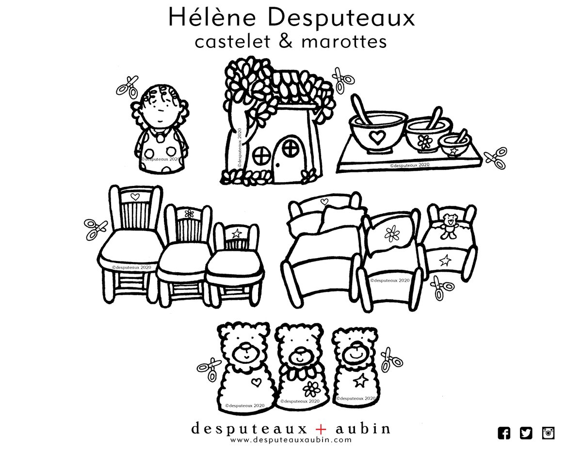 Coloriage Boucle D Or Et Les 3 Ours desputeaux+aubin on X: ""Des marottes et un castelet à colorier et à découper pour s'inventer des histoires de petits ours et Boucle D'or pendant des jours et des jours ... Bonne semaine!