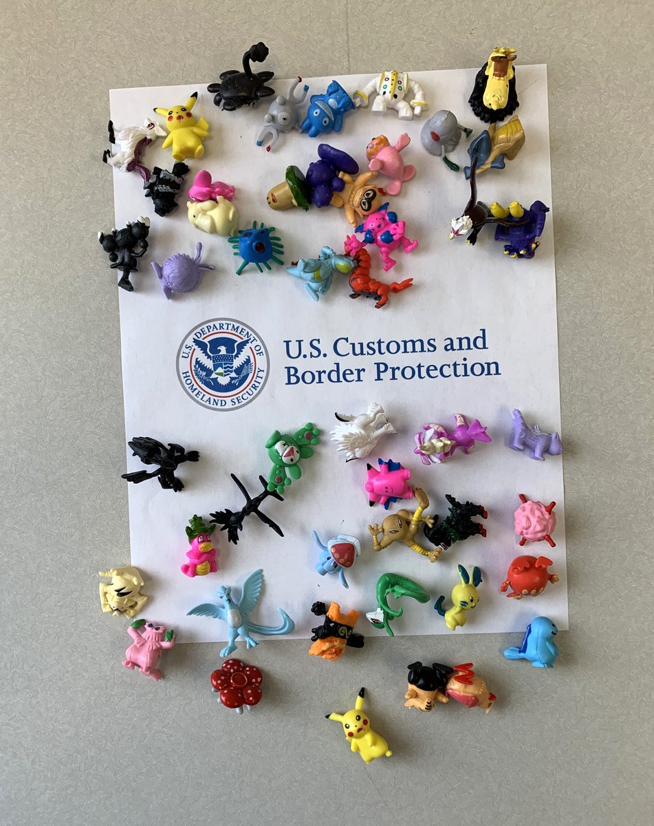 CBPMidAtlantic's tweet photo. Harrisburg, PA @CBP officers are still trying to catch ‘em all after bagging another 120K counterfeit @Pokemon action figures; $840K MSRP. Figurines pose a choking hazard and may be coated in dangerous levels of lead paint. Read https://t.co/R6v8I49S1y #IPR https://t.co/BGk7MbQEYy