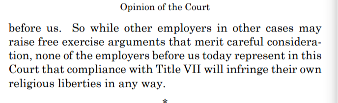 AndrewLSeidel's tweet photo. I'm scanning what little of the case is coming through and it's a big, big win. BUT: The Court punted on the religious freedom question: Can Christian employers claim a religious right to fire LGBTQ employees?
Celebrate, but keep fighting, especially for state-church separation. https://t.co/VyQqqPjM2Q