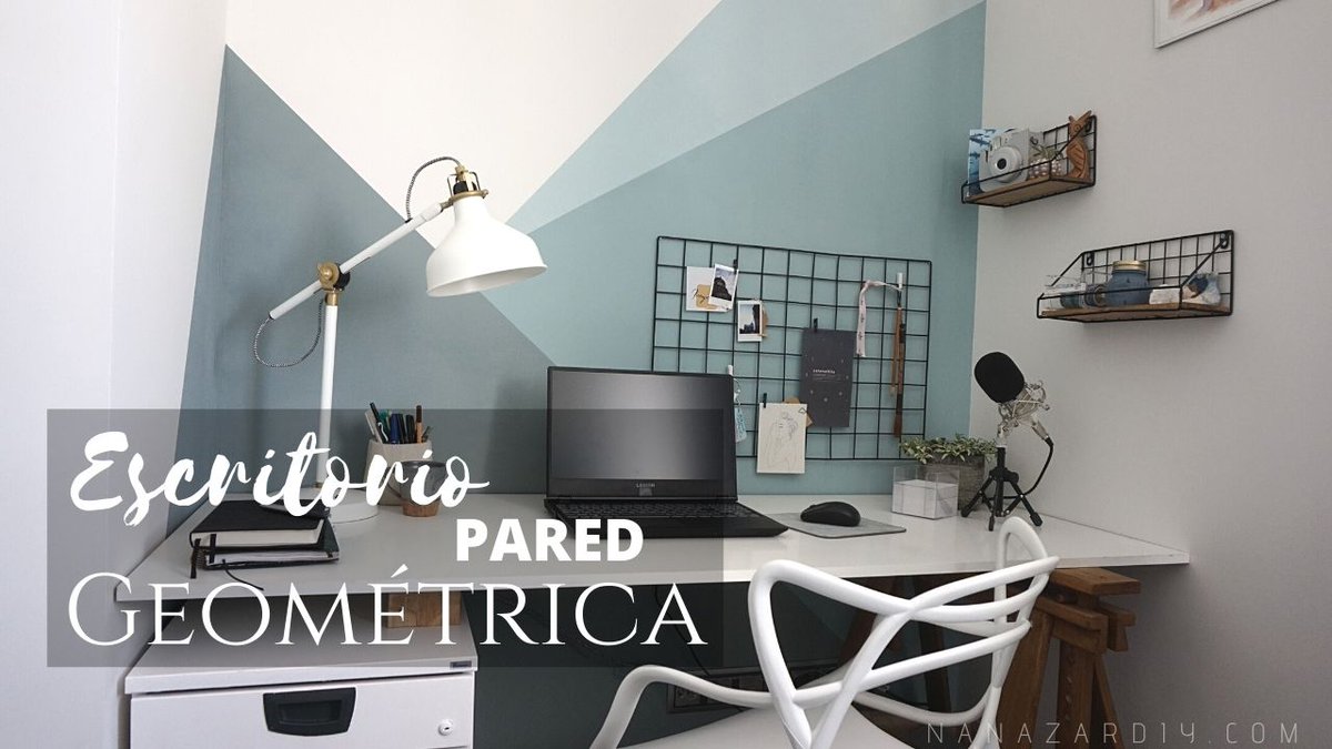 nanazardiy's tweet photo. Ya tenéis el vídeo de la semana pasada, donde os enseño cómo pinté la pared GEOMÉTRICA con triángulos para mi escritorio #decor #diy #tutorial #Desktopideas https://t.co/KEaxgQkr7R https://t.co/6bopK5ZMXG
